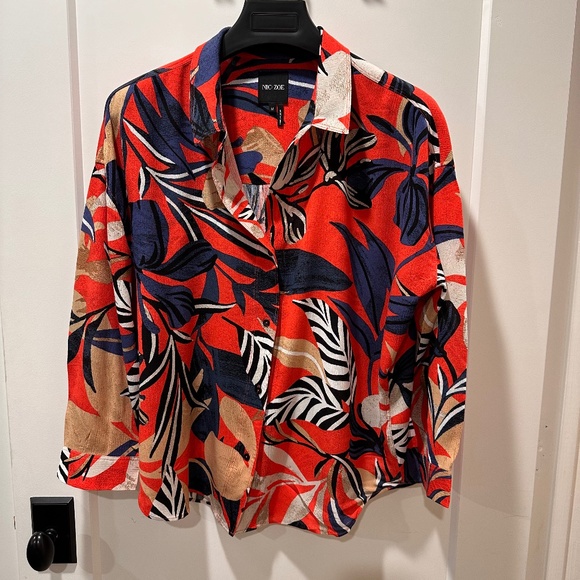 NIC+ZOE Tops - NIC+ZOE Red and Blue Patterned Top